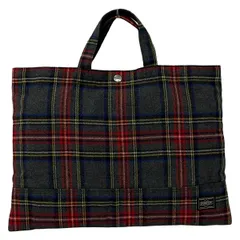 HEADPORTER(ヘッドポーター) トートバッグ美品  - グレー×レッド×マルチ チェック柄 ウールのサムネイル