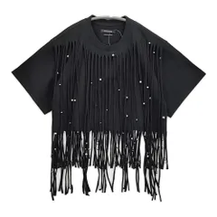 ISABEL MARANT BIANEA スタッズ フリンジハーフスリーププルオーバー 定価92400円 半袖Ｔシャツ カットソー ブラック レディース イザベルマラン【中古】6-0407S♪のサムネイル