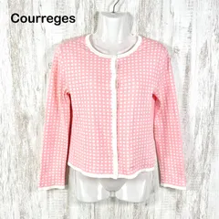 Courreges クレージュ ギンガムチェック パイピングカーディガン ピンクのサムネイル