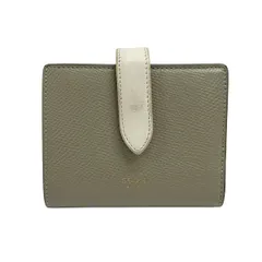 CELINE(セリーヌ) 2つ折り財布 - グレーベージュ×白 レザーのサムネイル