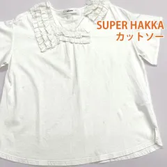 SUPER HAKKA 白カットソー 綿100% 襟レース 半袖 スーパーハッカ #26-0312のサムネイル