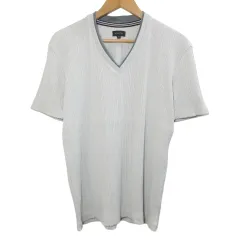 ジョセフオム JOSEPH HOMME Vネックリブニット カットソー プルオーバー 半袖 48 L相当 ライトグレー /Xのサムネイル