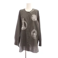 カステルバジャック CASTELBAJAC シャツ ブラウス 40 グレー 長袖 ノーカラー プリント柄 後ろストライプ /JPのサムネイル