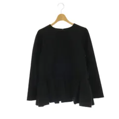 エムプルミエ ブラック M-Premier BLACK ストレッチジャガードギャザーペプラムブラウス 長袖 36 黒 ブラック /SY ■OSのサムネイル