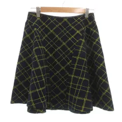 イブルース i Blues 美品 フレアスカート ひざ丈 ウール 40 紺 ネイビー 格子柄 /NL ■GY62のサムネイル