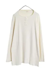 70s USA製 ヘルスニット ヘンリーネック アンダーシャツ メンズ XXL ヴィンテージ 長袖 Tシャツ サーマル リブ編み インナー 大きいサイズのサムネイル