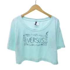ヴェルサス VERSUS ヴェルサーチ VERSACE Tシャツ ロゴ プリント 半袖 ショート丈 XS 水色 ライトブルー 0530のサムネイル