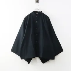 新品未使用 ソウソウ SOU・SOU 京都 綿麻 高島縮20/20 草衣 上 女L 濡羽色＼ブラック バンドカラー シャツ ブラウス【2400015105420】のサムネイル