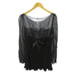 レッド ヴァレンティノ RED VALENTINO タグ付 フォーマル シャツ ブラウス レース 切替 シースルー 長袖 40 黒 ブラック 0520のサムネイル