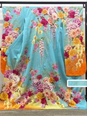 特選 明綴れ 全通 袋帯 未仕立て品 亀甲文様 正絹 ロングサイズ D812 