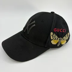 GUCCI × NEW ERA グッチ ニューエラ NYロゴ バタフライ刺繍 ベースボールキャップ ブラック 57-61cmのサムネイル