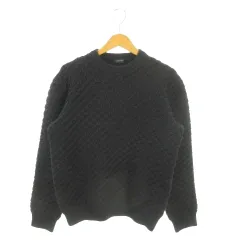 ジョセフオム JOSEPH HOMME ニット セーター 50 黒 ブラック クルーネック 立体編み 長袖 /MN35 ■GY59のサムネイル