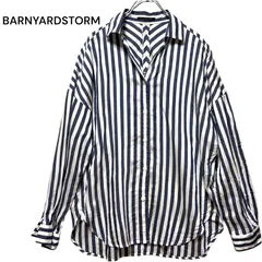 ●棚番号BN-5 バンヤードストーム BARNYARDSTORM ストライプ スキッパー　シャツ　白 0 レーヨン混　長袖　薄手のサムネイル