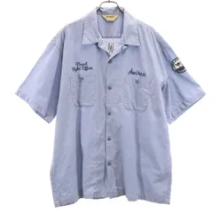 AVIREX アヴィレックス リネンブレンド ペンサコーラ 半袖 ワークシャツ 2XL ブルーグレー メンズ 古着のサムネイル