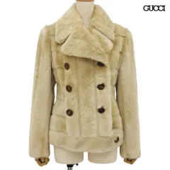 超美品 グッチ GUCCI 希少 トムフォード期 ヴィンテージ 1996年 AWコレクション フェイクファーダブルブレスト ジャケット コート 42 ハンガー付のサムネイル