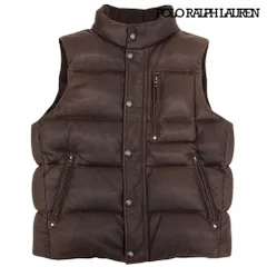 美品 ポロ ラルフローレン POLO RALPH LAUREN ラムレザー リバーシブル ダウン ベスト M ダークブラウン メンズ 定価95000円のサムネイル