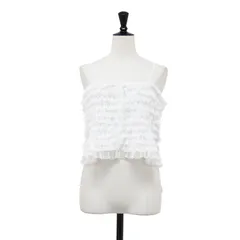 【新品】styling/ スタイリング FREE ホワイト 白 24秋冬 メッシュ ラッフル トップ Mesh Ruffle Top プルオーバー キャミソール ショート丈 ノースリーブ フリル シアー トップス レイヤード【レディース】のサムネイル