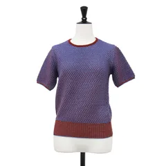 【美品】MACPHEE マカフィー ニット S(9号) ダークレッド系 25春夏 コットン ナイロン ラメ ボーダー クルーネック プルオーバー ニット 半袖 コンパクト ハイゲージ トップス セーター【レディース】【中古】のサムネイル