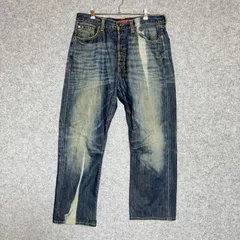 【希少】Ed Hardy エドハーディ バックポケット タイガー 虎 ペイント デニムパンツ ジーンズ メンズ W34 L32 XLサイズ相当 インディゴ ヒゲ ハチノス加工 Y2K ストリート アメカジ 2000年代のサムネイル