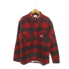 トミー TOMMY JEANS ジャケット L 赤 レッド ステンカラー 内側ボア チェック ロゴ /MN17 ■GY99のサムネイル