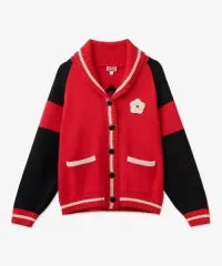 (L)KENZO SS23 ボケボーイ フラワー ニット カーディガン レッドのサムネイル