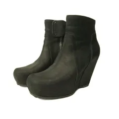 リックオウエンス Rick Owens ウェッジソール ショートブーツ シューズ サイドジップ ウェッジソール レザー 37 24.0cm 黒 ブラック 0806のサムネイル
