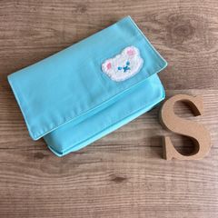 No.7 가로 넣어 도시락 가방 S sizeSIMPLE MUJI 쿠마 짱 아플리케 라이트 블루