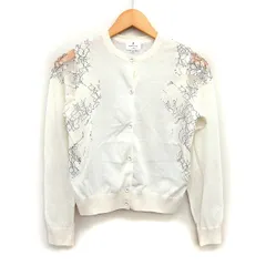 ランバンオンブルー LANVIN en Bleu レース カーディガン ニット リブ ハイゲージ 長袖 38 オフホワイト /NT22のサムネイル