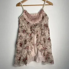 axes femme アクシーズファム 花柄キャミソール チュニック フラワープリント フリル レース シフォン ティアード キャミワンピース フェミニン ガーリー ピンク サイズM NC98のサムネイル