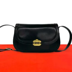 極 美品 GUCCI グッチ オールドグッチ ヴィンテージ ホースビット GG ロゴ金具 レザー 本革 ショルダーバッグ ポシェット ブラック 43436のサムネイル