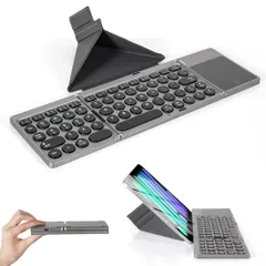 LAMA キーボード 折りたたみ bluetooth ワイヤレス タッチパッド付き ios Android mac Windows対応 3台までのデバイス接続可能 iPad iPhone ノートパソコン用 コンパクト 薄型 軽量 タブレット  3ab00868のサムネイル