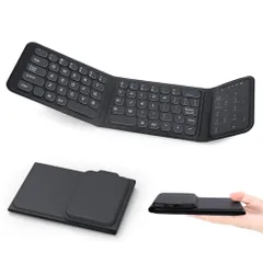 【極薄型】LAMA キーボード 折りたたみ bluetooth ワイヤレス iOS/Windows/Android/Mac/iPad/iphone対応 3台デバイス切り替え 軽量 折り畳み キーボードテンキー タッチパッド付き 充電式 無線  1aeed03eのサムネイル