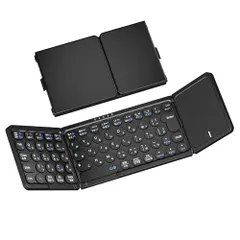 Omikamo キーボード Bluetooth 折り畳み式 ワイヤレス タッチパッド付き JIS標準日本語配列 丸型 可愛い フルサイズ 小型 左右Shiftキー/L型Enterキー搭載 ipad iOS/Windows/Mac/Androi 35ab7c1fのサムネイル