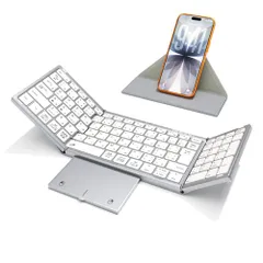 【業界革新版】Ewin キーボード 折りたたみ bluetoothと2.4G usb無線両対応 ワイヤレス 標準JIS日本語配列 windows mac ios対応 トラックパッドとテンキー付き ipad keyboard wireless  10778b2bのサムネイル
