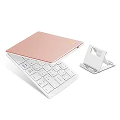 Ewin ワイヤレス キーボード Bluetooth 日本語配列 折りたたみ式 ブルートゥース キーボード マルチペアリング 無線 type-C充電式 携帯便利 パソコン用 スタンド付 ノートPC/タブレット/スマートフォン対応（ピンク/Pi b09ab2a3のサムネイル