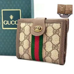 【GG柄が贅沢に広がる】　GUCCI　二つ折り財布 GGスプリーム シェリーライン インターロッキングG オールドグッチ 　ブラウンのサムネイル