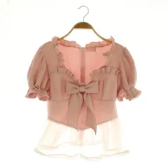 リルリリー lilLilly 25SS ワッフルリボンオーガンジーフリルトップス ブラウス 切替 ストレッチ ピンク /MY ■OSのサムネイル