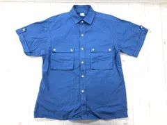 80年代ビンテージ古着 intermezzo DURBAN インターメッツォ ダーバン 無地 半袖 サファリシャツ 青 L メンズ 綿100%のサムネイル