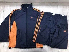 adidas アディダス スポーツ 武道 MARTIAL ARTS トレーニング 配色切替 サイドライン 裏地メッシュ 上下セットアップ 紺 オレンジ L メンズのサムネイル