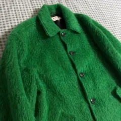 (48) Marni マルニ モヘア ファー クーバンコート グリーンのサムネイル