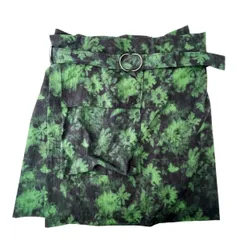 【中古】 Kenzo ケンゾー フローラルプリント スカート グリーン ブラック ナイロン サイズ38 花柄 ミニスカート FB62JU1659G8 ベルト付き レディース 26020622 HOのサムネイル