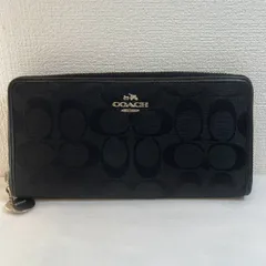 COACH コーチ シグネチャー ジャガード ラウンドファスナー 長財布 ブラック レディース/No.609のサムネイル