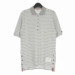 トムブラウン THOM BROWNE 鹿の子 ボーダー ポロシャツ カットソー 半袖 1 グレー/ホワイト 01111C1001 国内正規のサムネイル