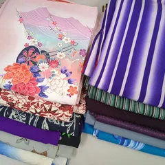 洗える着物 美品多数 化繊 12着 まとめ売り リメイク材料 Y-1373のサムネイル
