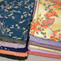 洗える着物 美品多数 化繊 12着 まとめ売り リメイク材料 Y-1375のサムネイル