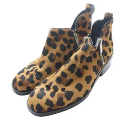 3.1 フィリップリム 3.1 phillip lim ブーティ アンクルブーツ ショート レオパード柄 ハラコ 38 茶 ブラウン 黒 ブラック /SS ■OS ■GY62のサムネイル
