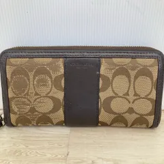 COACH/コーチ シグネチャー ラウンドファスナー 長財布 ウォレット ブラウン/茶色 キャンバス/レザー[OA05596]のサムネイル