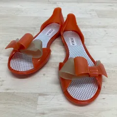 美品 FURLA/フルラ ラバーサンダル 35(22.5cm相当) オレンジ リボンモチーフ フラットシューズ/パンプス レディース イタリア製[OK04818]のサムネイル