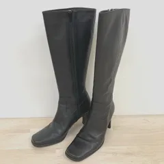美品 Pitti/ピッティ レディース ロングブーツ ブラック/黒 23cm EE 日本製 サイドジップ スクエアトゥ ヒールブーツ[OP00437]のサムネイル