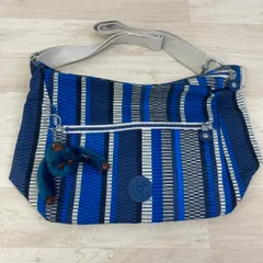 KIPLING/キプリング ショルダーバッグ ブルー/ストライプ柄 モンキーチャーム付 斜め掛け鞄 レディース[OL01002]のサムネイル